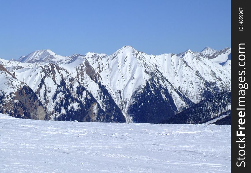 The Austrian Alps, skiamade region (winter)