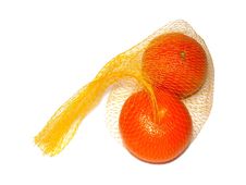 Two Oranges In Shopping Bag Stock Image