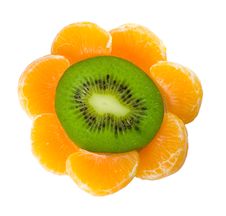 Kiwi And Tangerine As Flower Stock Photo Kiwi And Tangerine As Flower Stock Photo