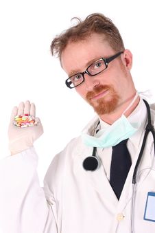 Doctor With Tablets Royalty Free Stock Photos