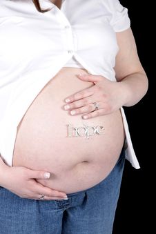Free Hope Sign On Belly Of Pregnant Woman Stock Photos - 4869613