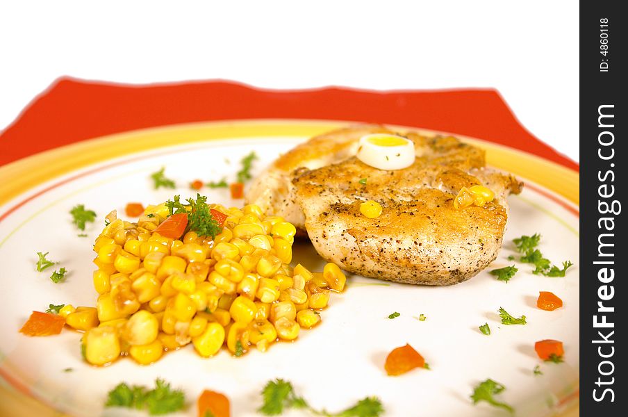 Chicken breast fillet with sweet corn