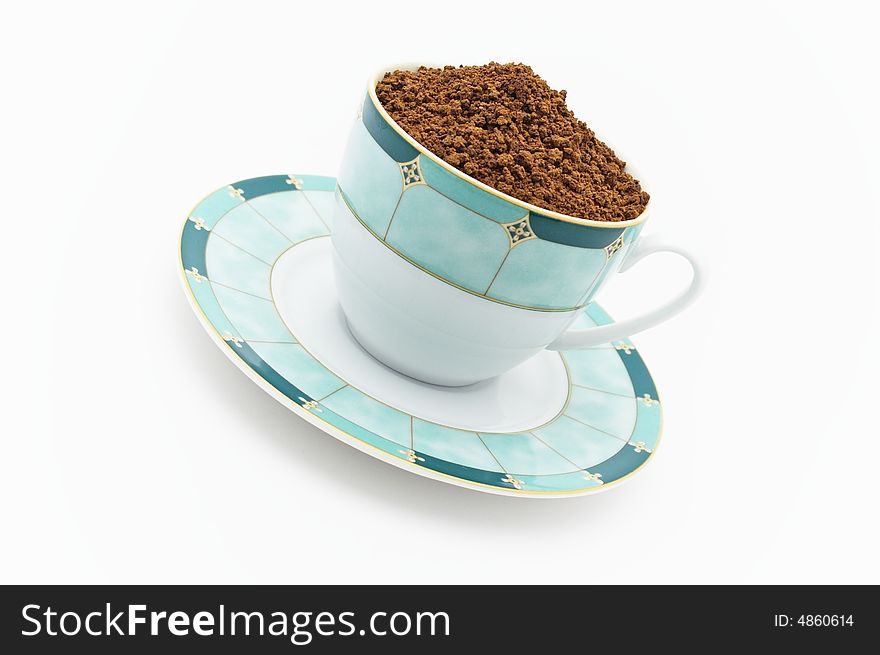 Coffee inside a cup on white background.