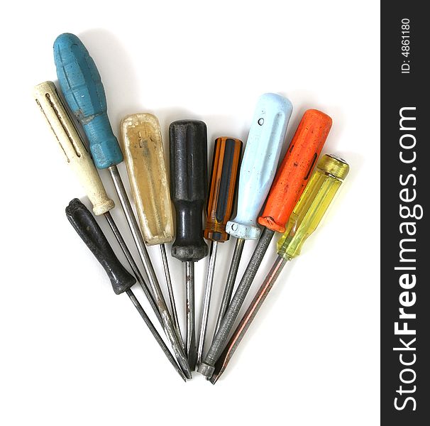 Old screw-drivers with color handles