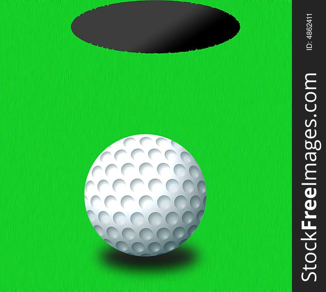 Illustration of a golf ball lying on the green