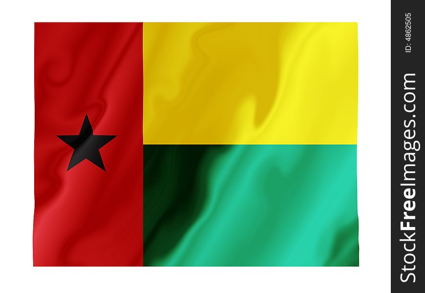 Fluttering image of the Guinea Bissau national flag. Fluttering image of the Guinea Bissau national flag