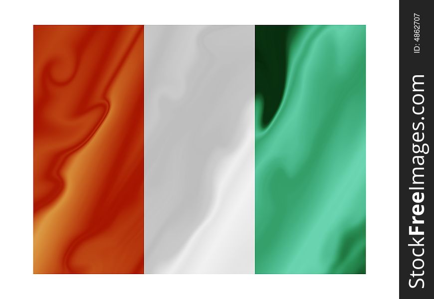 Fluttering image of the Ivory Coast national flag. Fluttering image of the Ivory Coast national flag