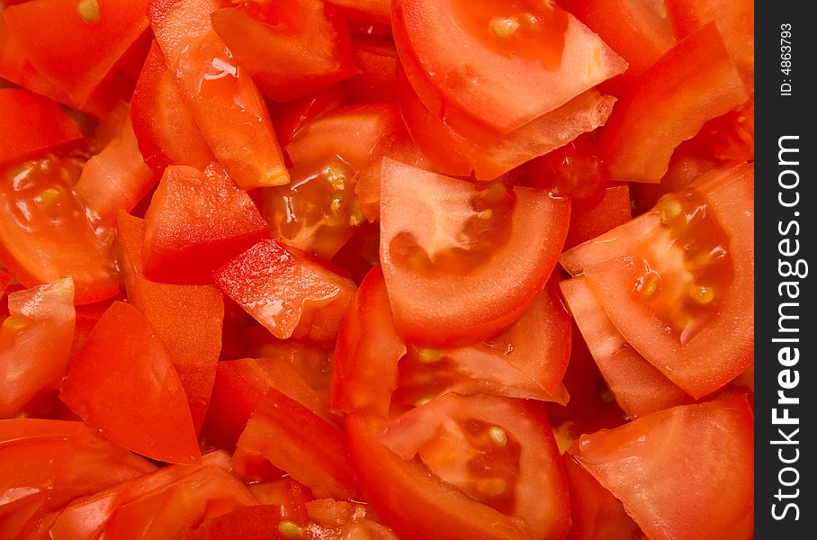 Ripe perfect cuted tomatoes background