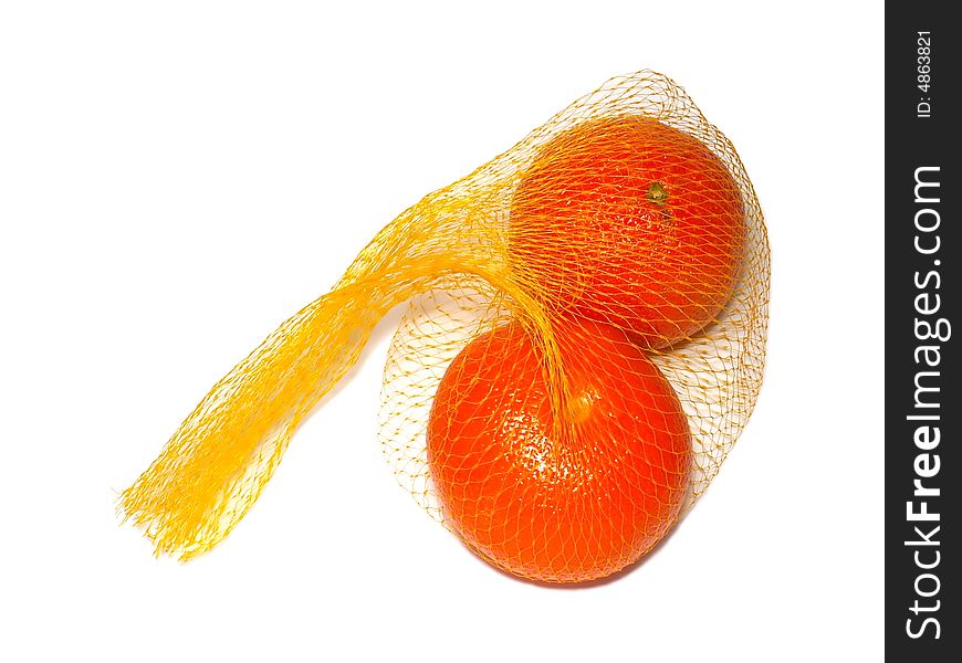 Two oranges in shopping bag
