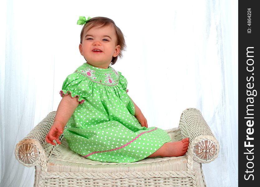Funny Baby Girl in Polka Dots