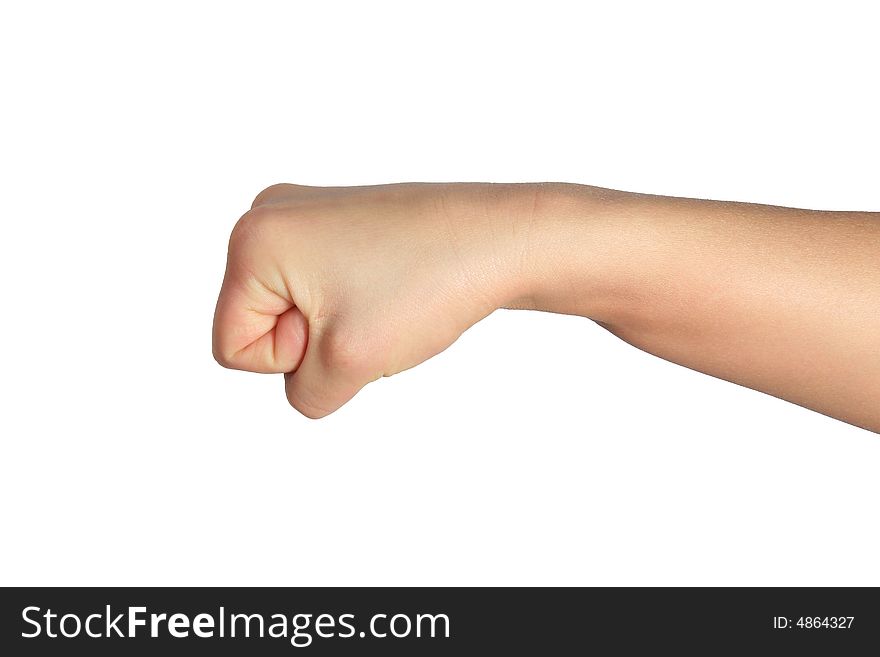 Female fist on white background. Female fist on white background.