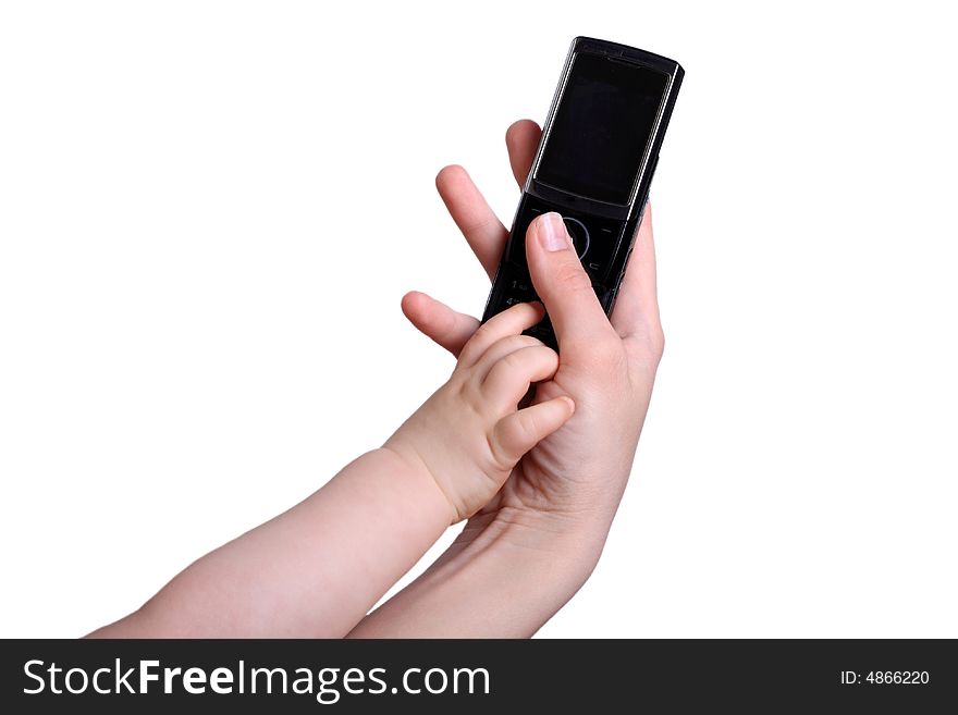 Stylish mobile phones in female hand. Stylish mobile phones in female hand