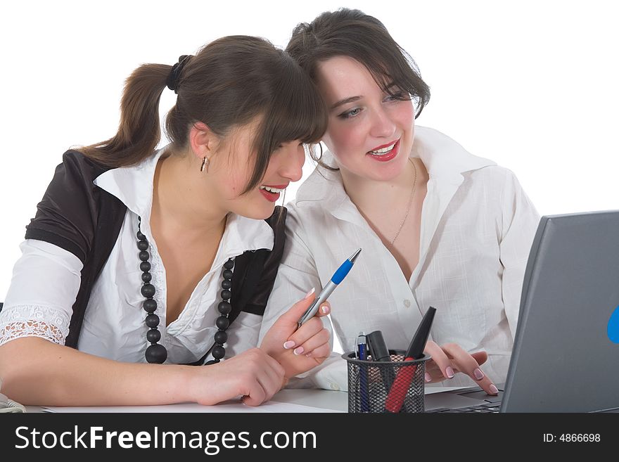 Business women working on isolated background. Business women working on isolated background