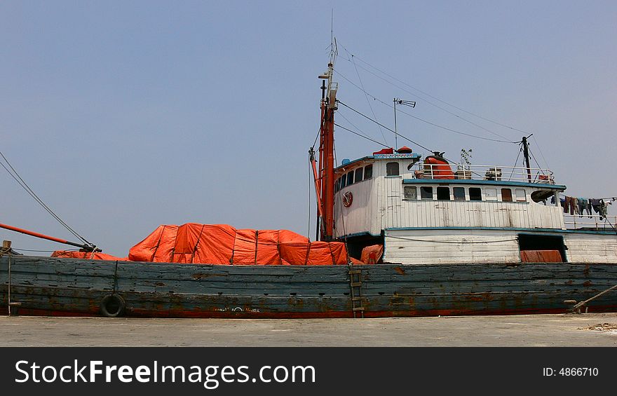 A fisherman\\\'s ship at Sunda Kelapa Harbour. A fisherman\\\'s ship at Sunda Kelapa Harbour..