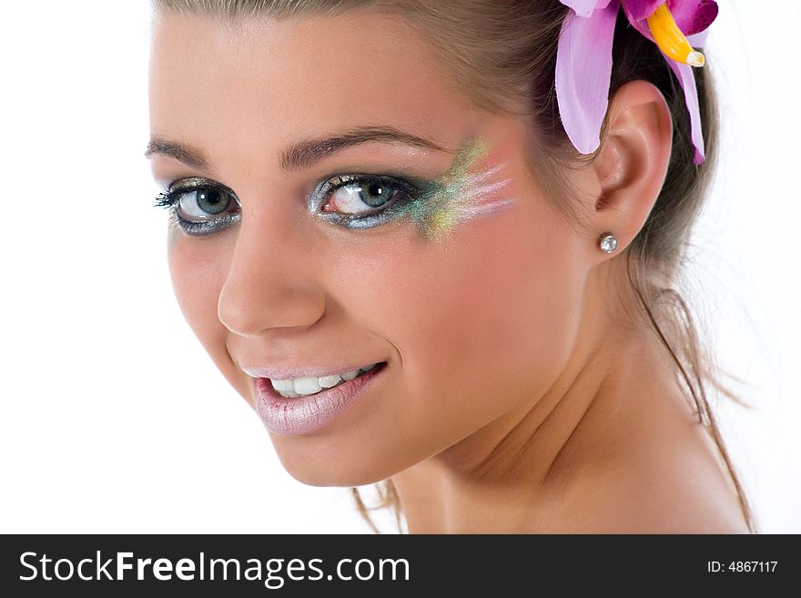 Girl With Face-art Butterfly Paint