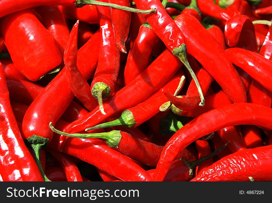 Chili peppers in the market