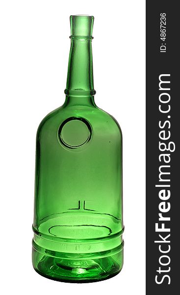 Green bottle  isolated on a white background