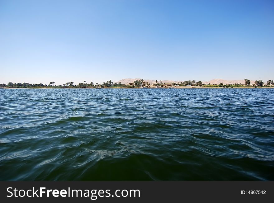 View on the coastline of the egyptian nile. View on the coastline of the egyptian nile
