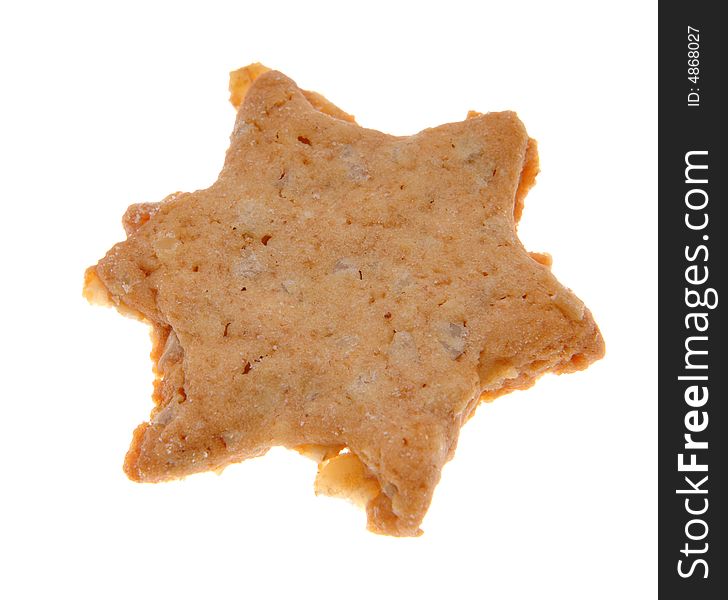 Cake, cookie star shape, isolated with clipping path on white background