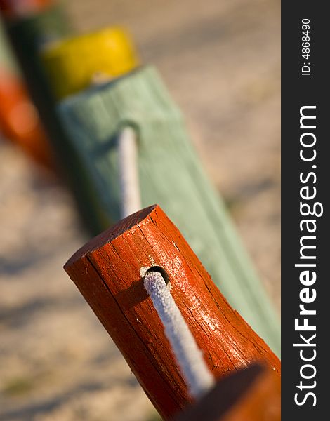 Shallow DOF image of posts at a beach in Los Colorados, Yucatan, Mexico. Shallow DOF image of posts at a beach in Los Colorados, Yucatan, Mexico