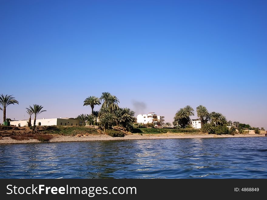 View on the coastline of the egyptian nile. View on the coastline of the egyptian nile