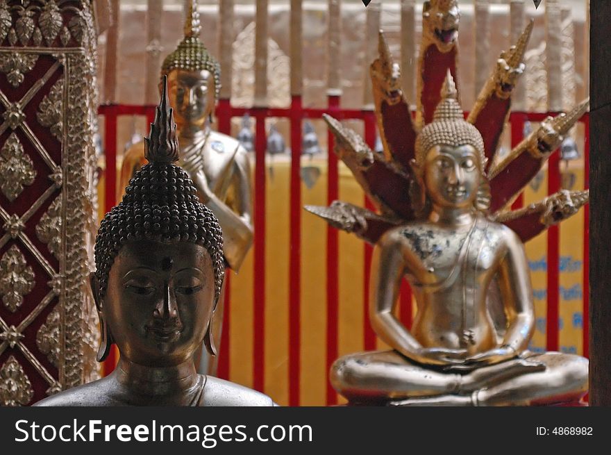Buddhist statues at Wat Doi Sutep, Thailand