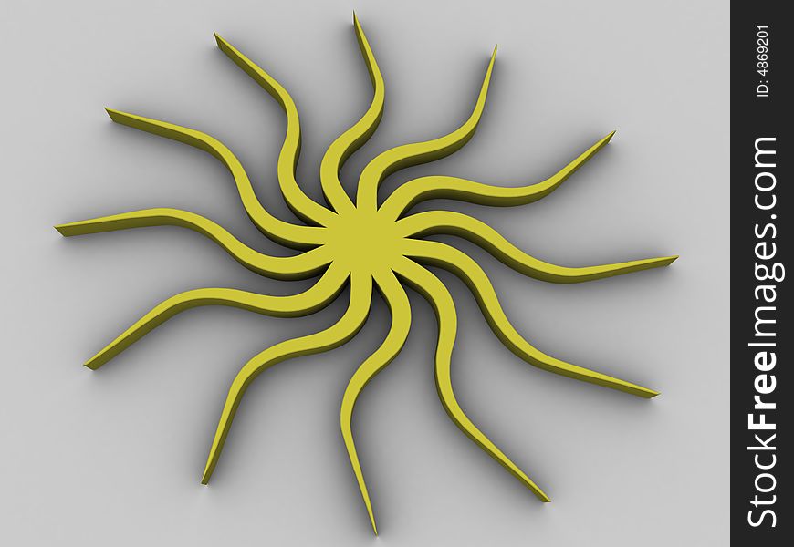 3D rendered illustration of a stylized sun. 3D rendered illustration of a stylized sun.