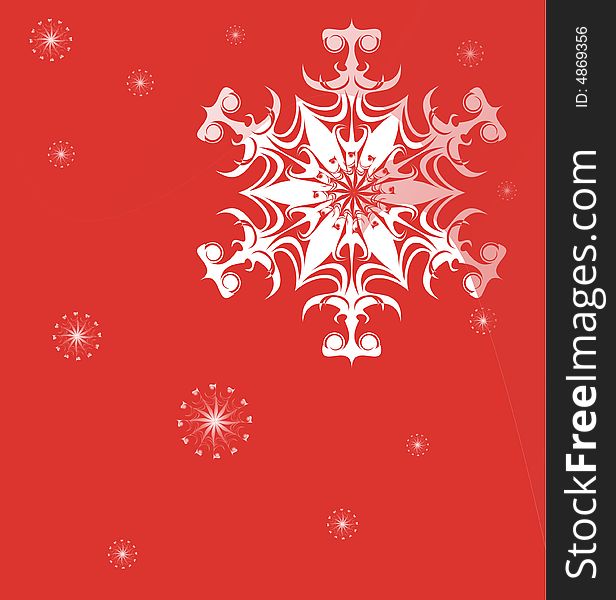 Snowflake on a red background. Snowflake on a red background