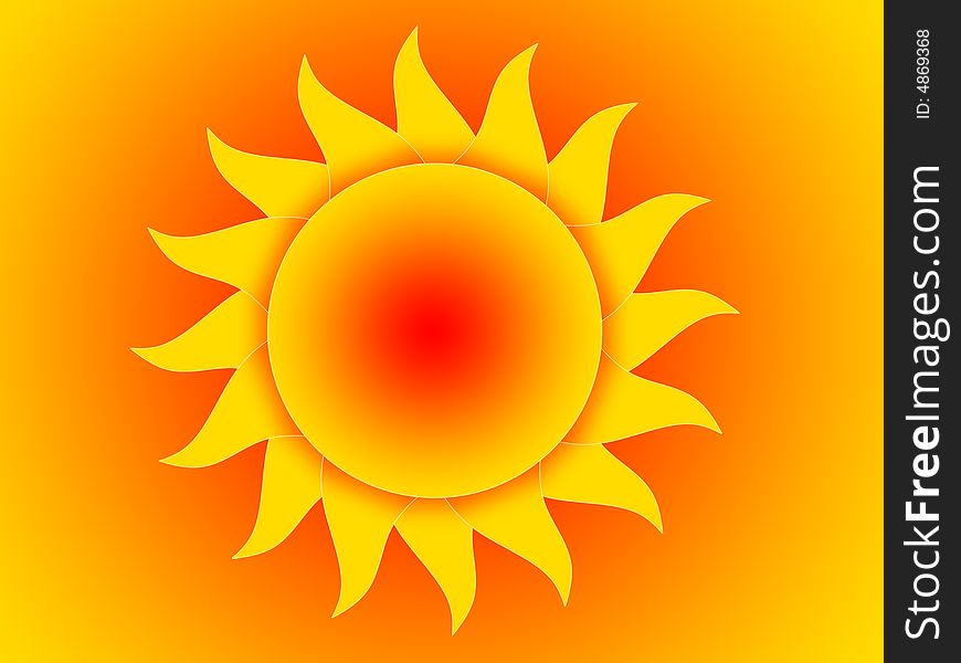 Symbol of the yellow-red sun on a red-yellow background