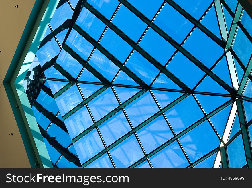 Angular glass panes in skylight