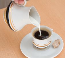 Pouring Milk Into Coffee Royalty Free Stock Image Pouring Milk Into Coffee Royalty Free Stock Image