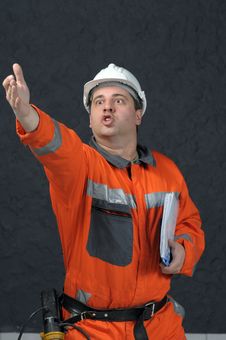 Angry Mine Worker With File Royalty Free Stock Photography