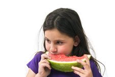 Girl Eating Watermelon Stock Photo Girl Eating Watermelon Stock Photo