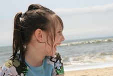 Young Girl Laughing On The Beach Royalty Free Stock Photo Young Girl Laughing On The Beach Royalty Free Stock Photo