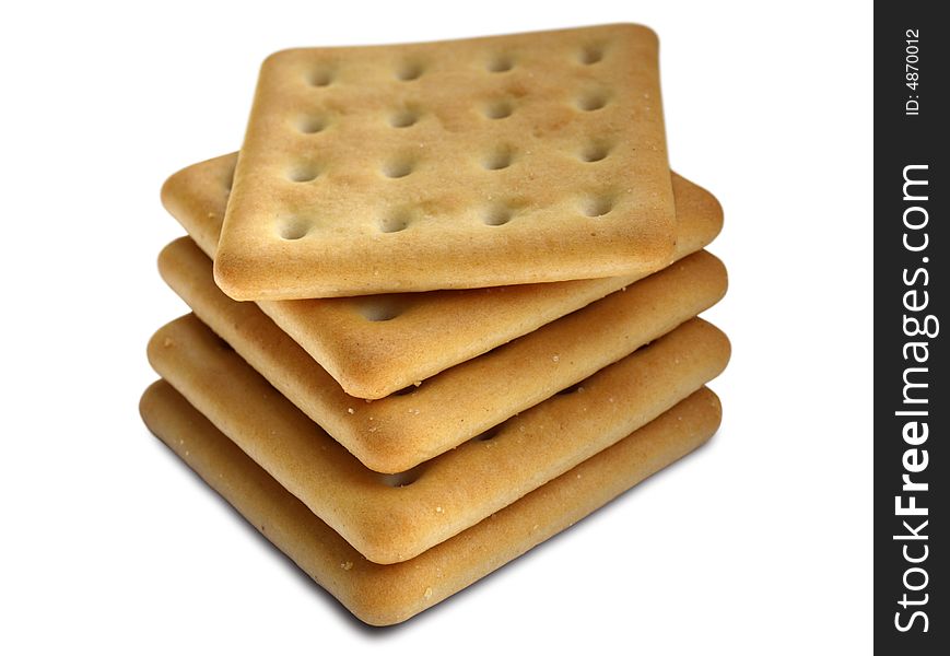 Pile of crackers isolated on white background. Pile of crackers isolated on white background.
