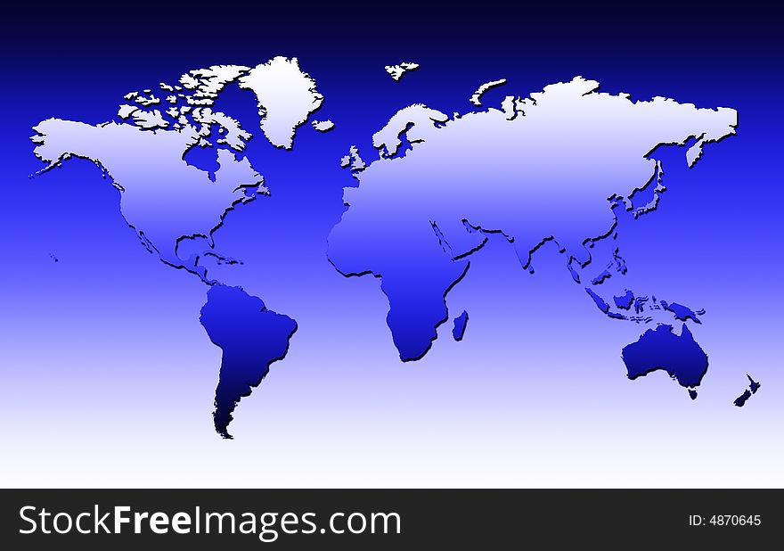 World Map In Blue