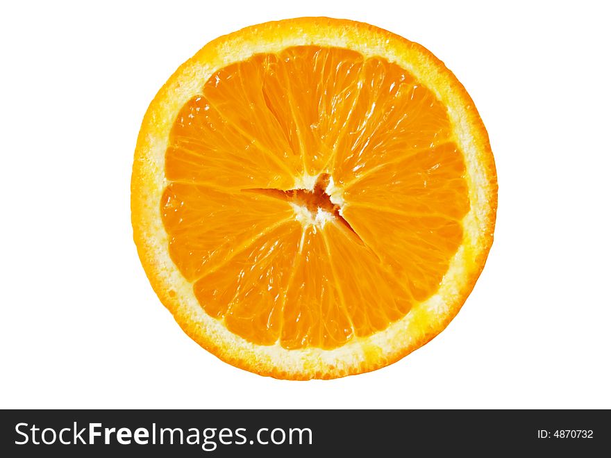 Sliced orange isolated on white