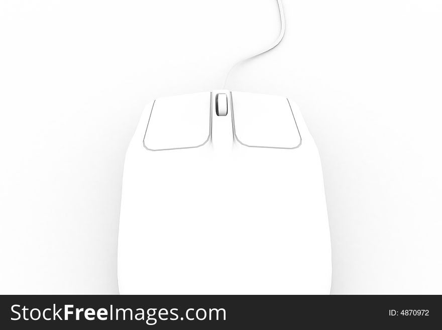 White pc mouse on white background