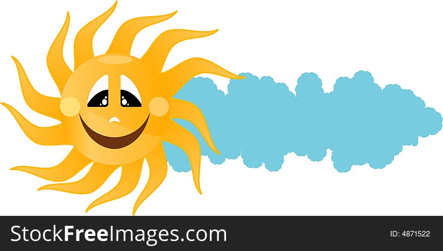 Cute smiling sun imagery and cloud