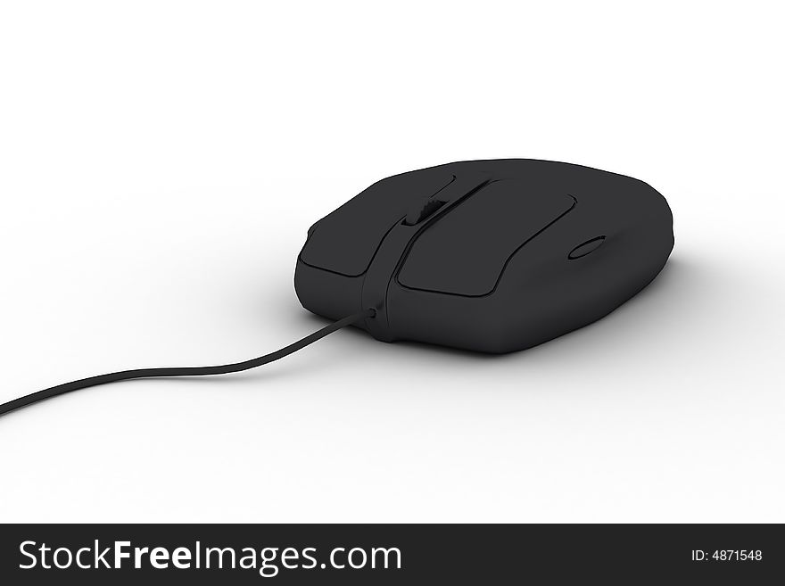 Black pc mouse on white background