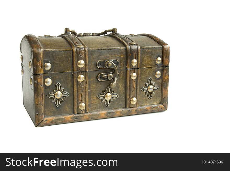 Isolated oriental wooden box on a white background. Isolated oriental wooden box on a white background