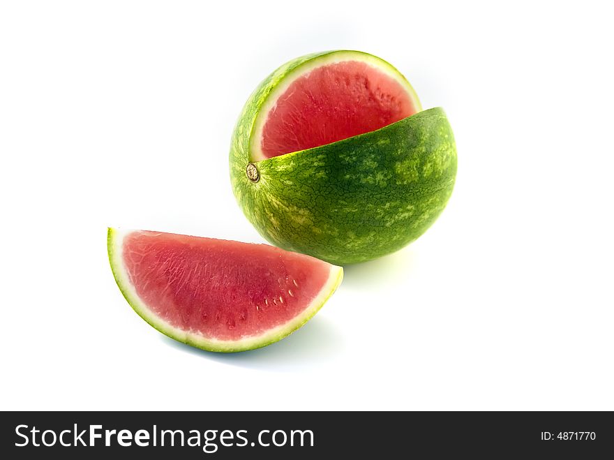 Watermelon and slice isolated on white