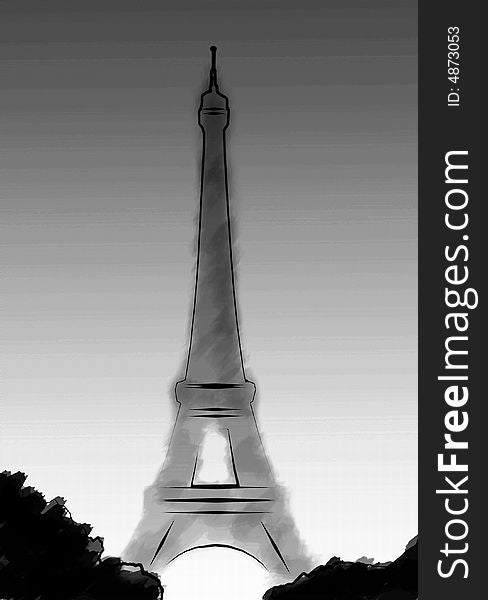 Eiffel Tower illustration created in photoshop.