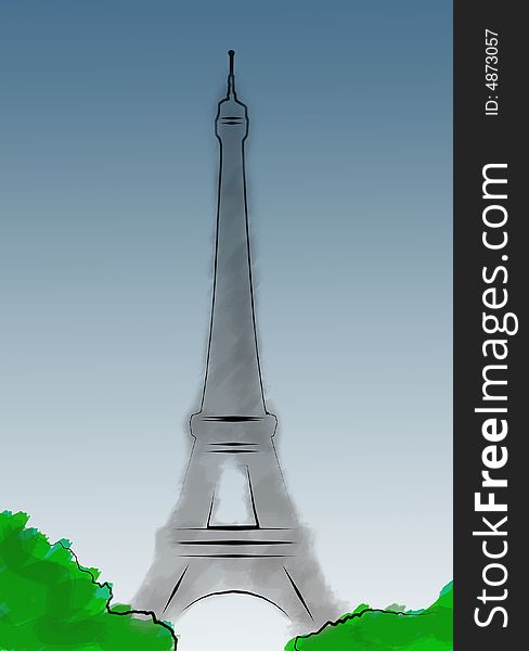 Eiffel Tower illustration created in photoshop.