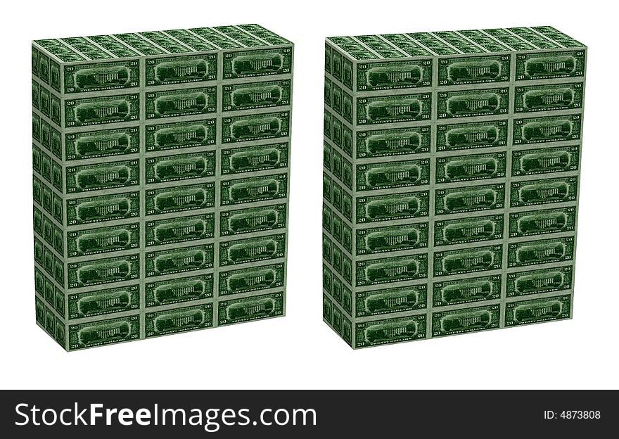 Dollar bricks making a wall like Wall Street