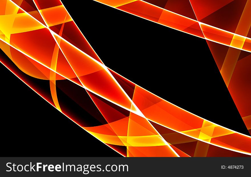 Orange lines on black background. Orange lines on black background