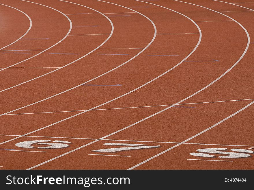 Running track for athletics in a sports stadium