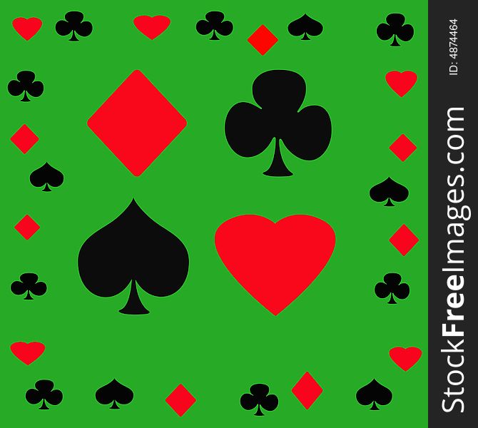 Poker game card symbols on background illustrated