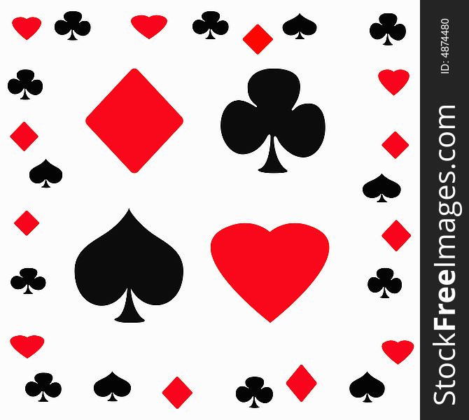 Poker game card symbols on background illustrated