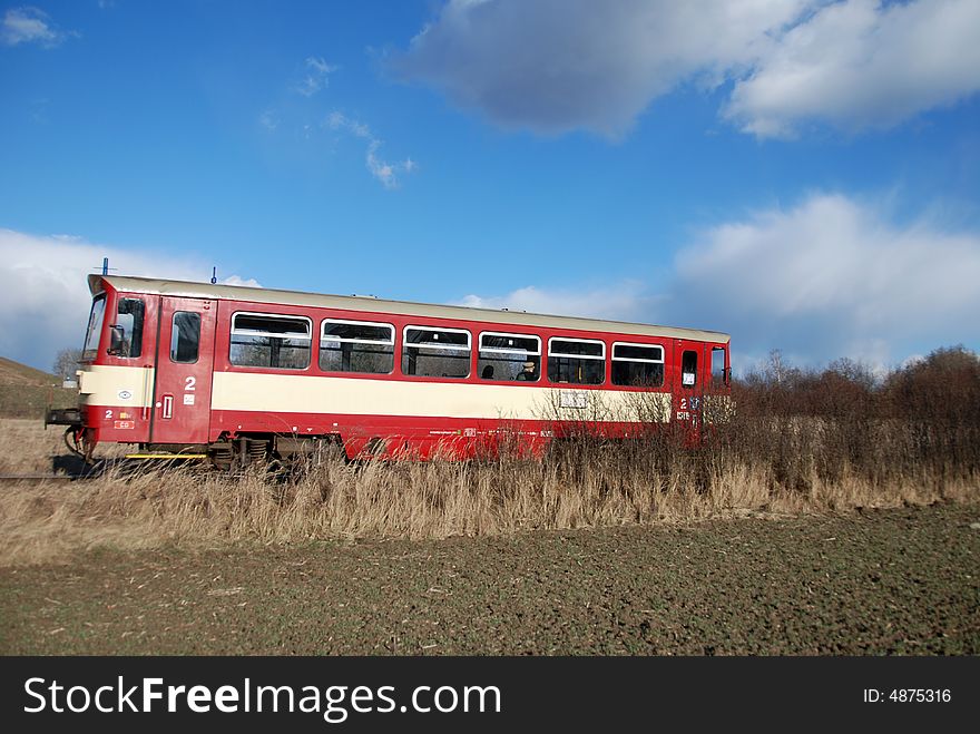 A small local train in the country scenery